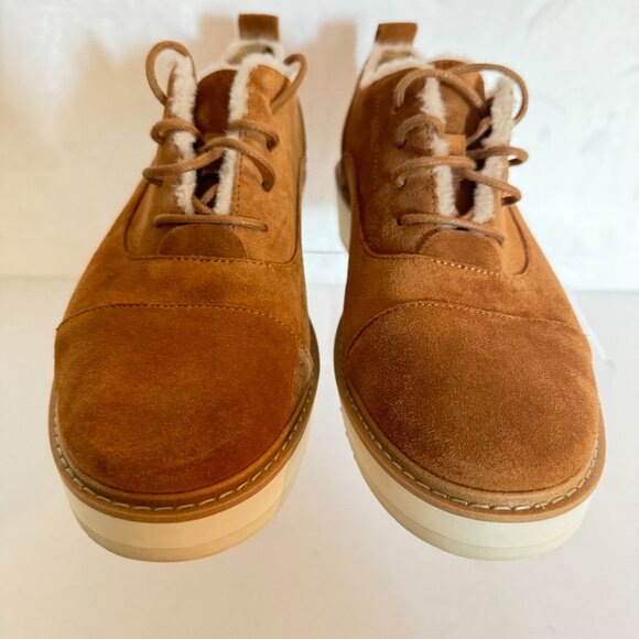 UGG Johanna Spill Seam Loafer Oxford Size 9 Suede Chestnut Wedge - Picture 13 of 13